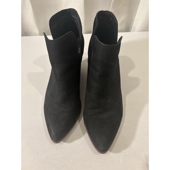 Frye Black Suede Leather Ankle Boots Booties Women's Size 9.5 Classic Block Heel - Picture 3 of 10